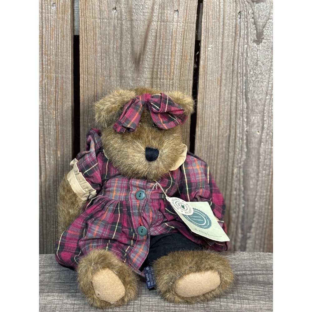 Boyds Bears Ethyl JB Bean Series Plaid Dress Bow Investment Collectables Plush